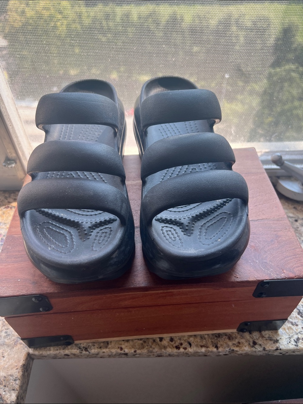 CROCS Black Triple-Padded Slide Sandals